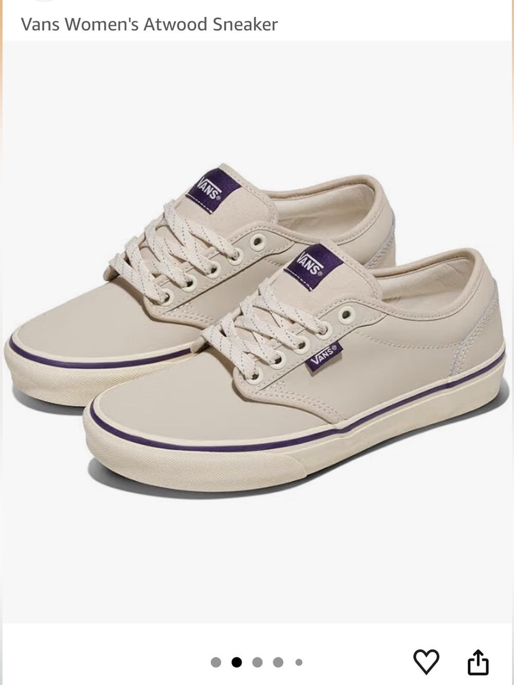 [Vans] Women's Atwood Sneaker Cream with Purple Accents